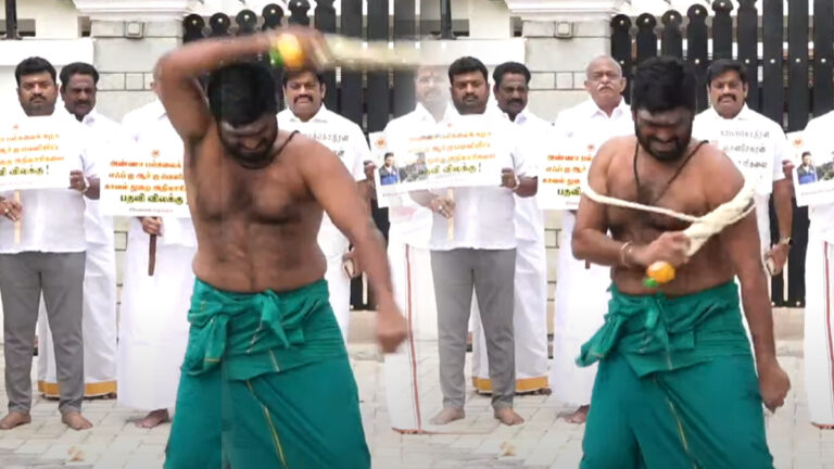 தன்னைத்தானே சாட்டையால் அடித்துக்கொண்ட அண்ணாமலை