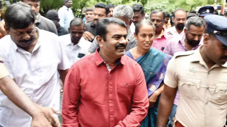 ஆஜராகும் சீமான் : வளசரவாக்கம் குவிக்கப்படும் போலீசார்