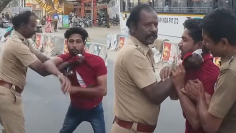 குடிபோதையில் போலீசை தாக்கிவிட்டு தப்பிக்க முயன்ற இளைஞர்
