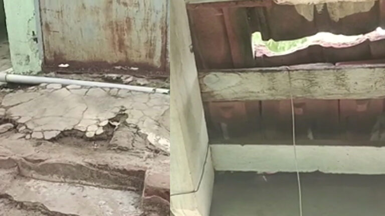 இடிந்து விழும் நிலையில் பள்ளிக்கூடம் : வேறு பள்ளிகளுக்கு சென்ற மாணவர்கள்