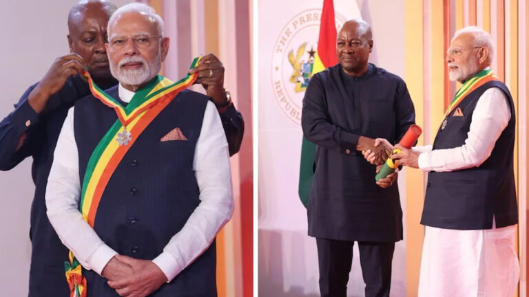 பிரதமர் மோடிக்கு கானா நாட்டின் உயரிய விருது வழங்கி கெளரவிப்பு