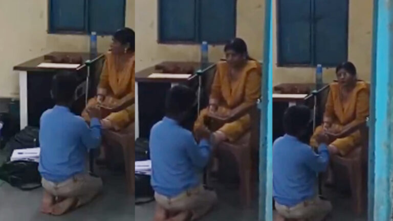 அரசு பள்ளியில் ஆசிரியர் காலை பிடித்து மசாஜ் செய்த 4ம் வகுப்பு மாணவன்! வெளியான அதிர்ச்சி வீடியோ!
